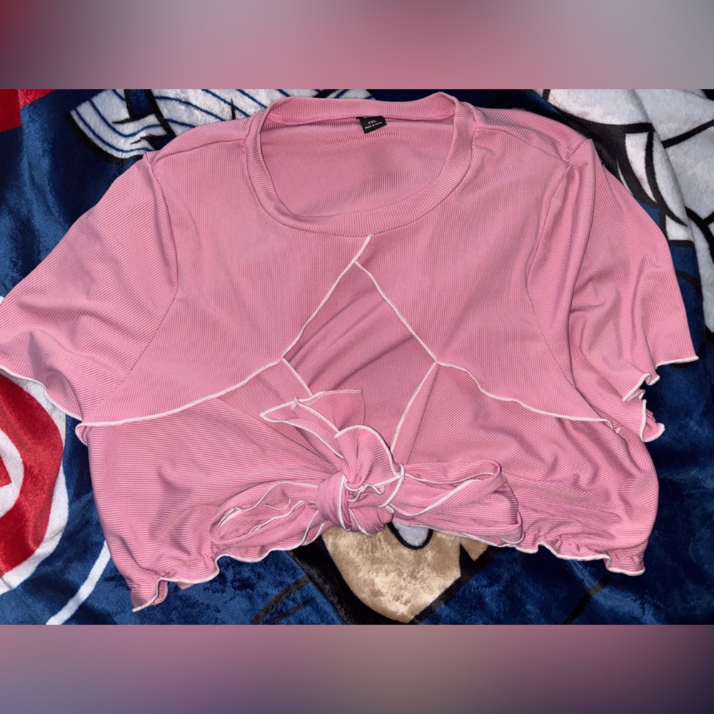 Pink tie up crop top